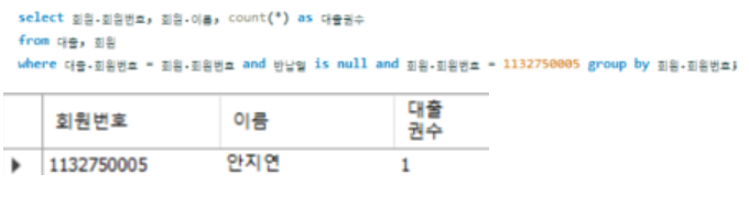 해당 회원의 현 대출 도서 권수 조회