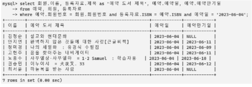 예약 예약일 검색