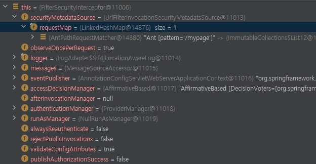 저장한 맵 객체가 정상적으로 들어있는 것을 확인할 수 있음