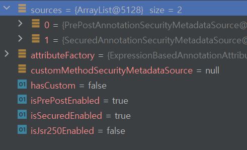 SecurityConfig에서 true로 설정한 값들이 MetadataSource에 저장됨