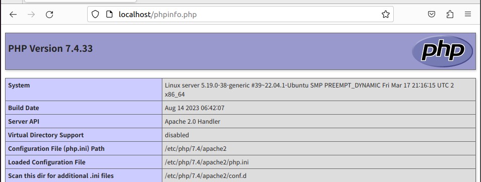 PHP 7.4로 변경된 것을 확인